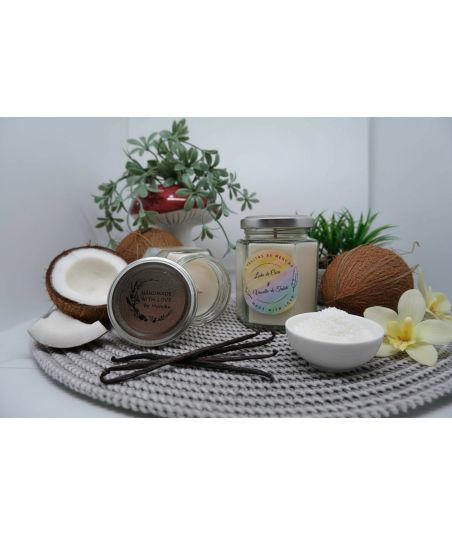 Vela de leche de coco y vainilla de tahití