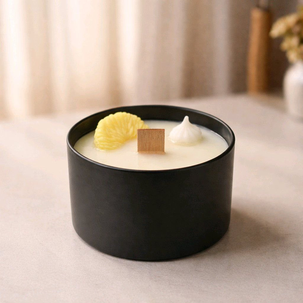 Vela aromática artesanal de mousse de limón, 190g, cera vegetal