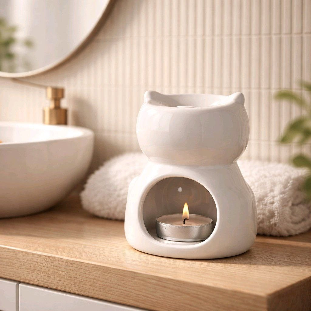 quemador de esencias de gato blanco