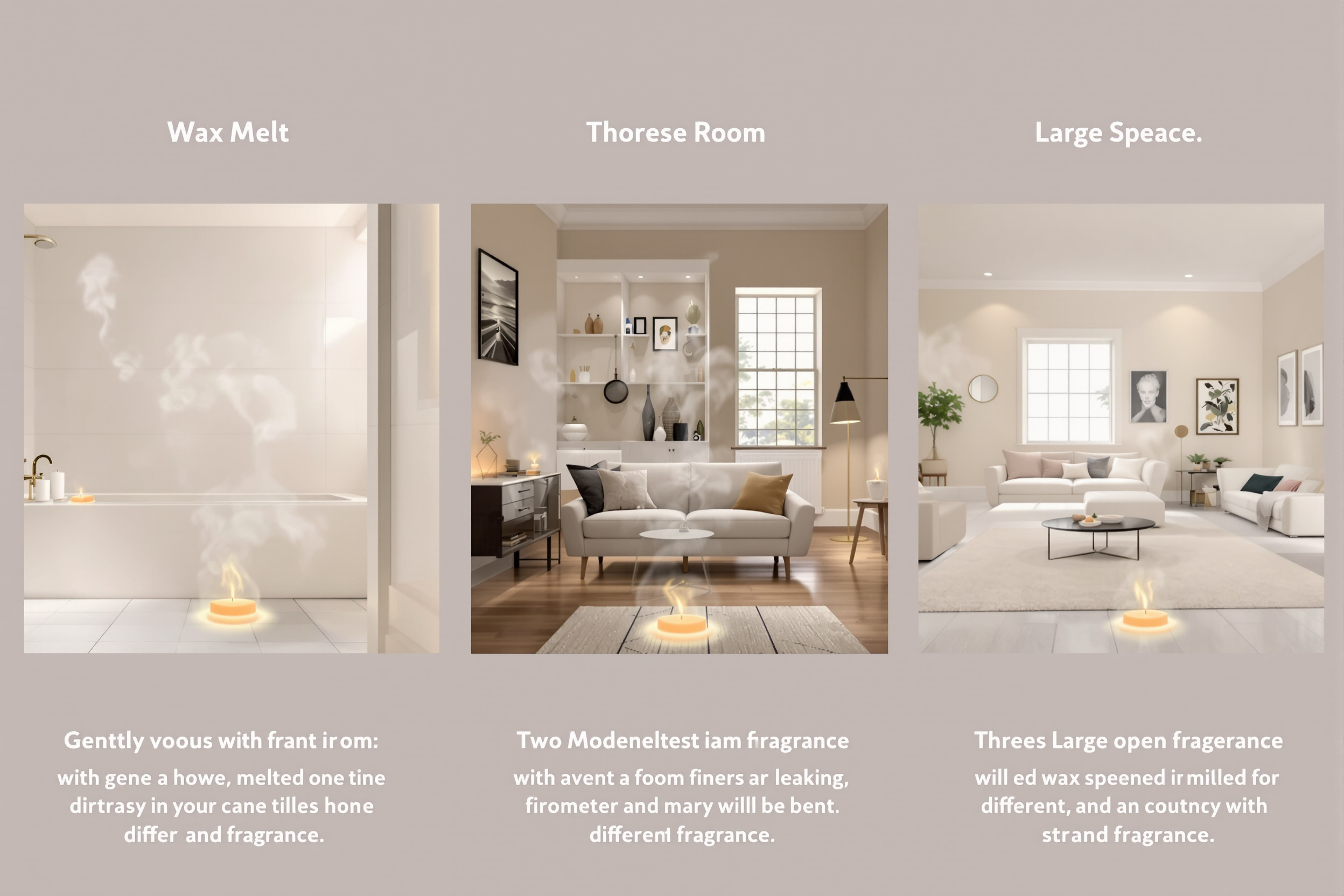 Diferentes intensidades de wax melts en distintos espacios del hogar